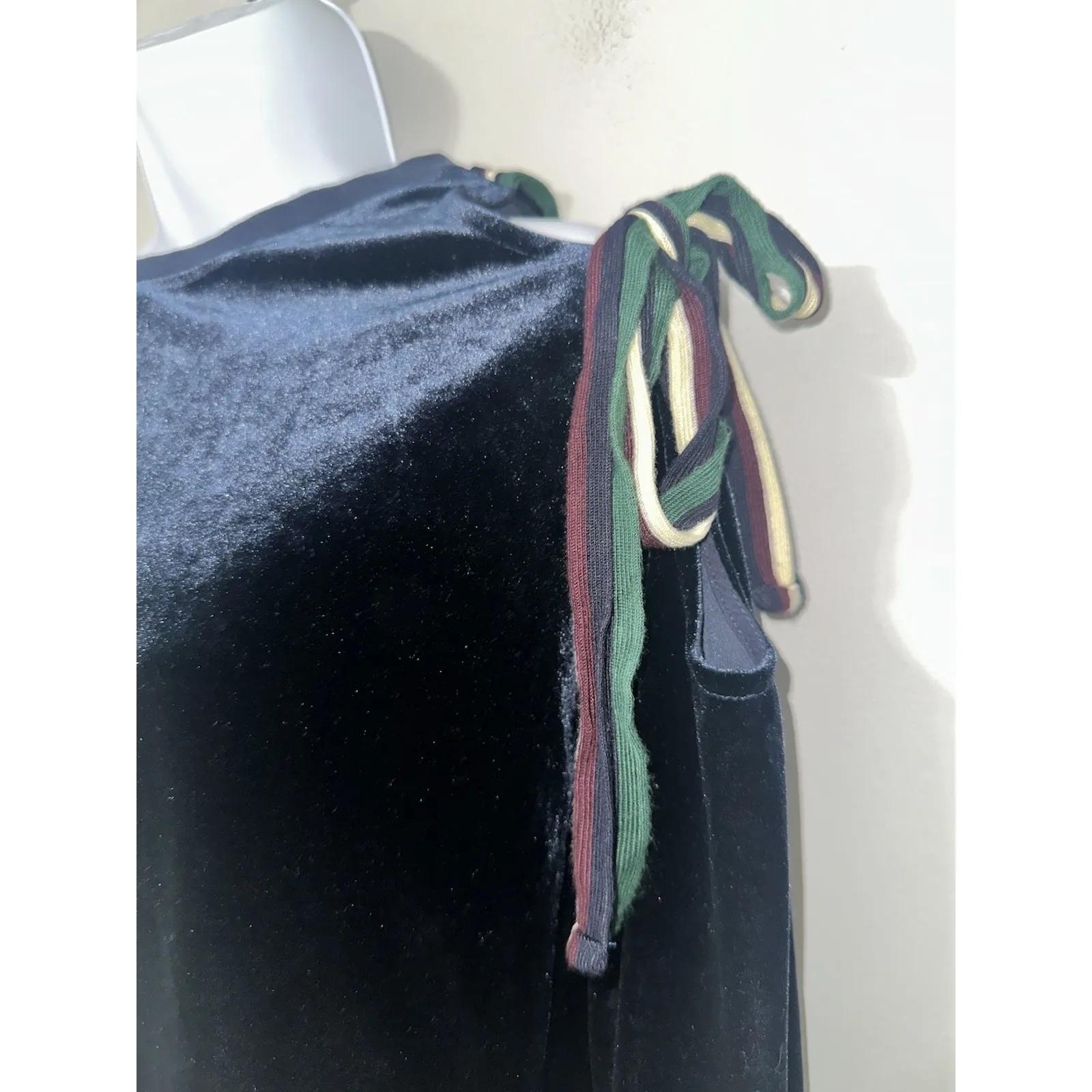 SUNCOO PARIS T1 Blue Velvet Cold Shoulder Tie Sweatshirt SATINE Size XS - Image 2