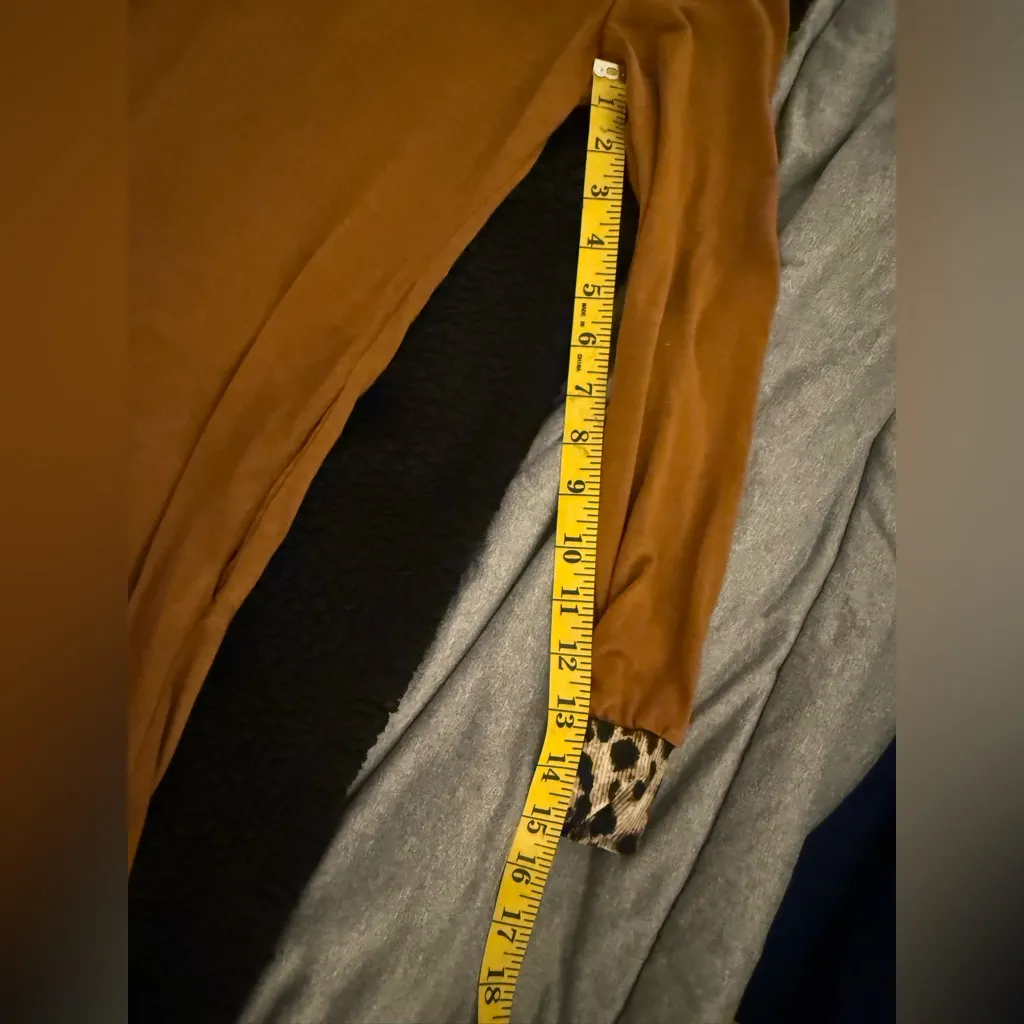 Rust Brown Tunic Dress w/ Leopard Print Accents – size L Size L - Image 7