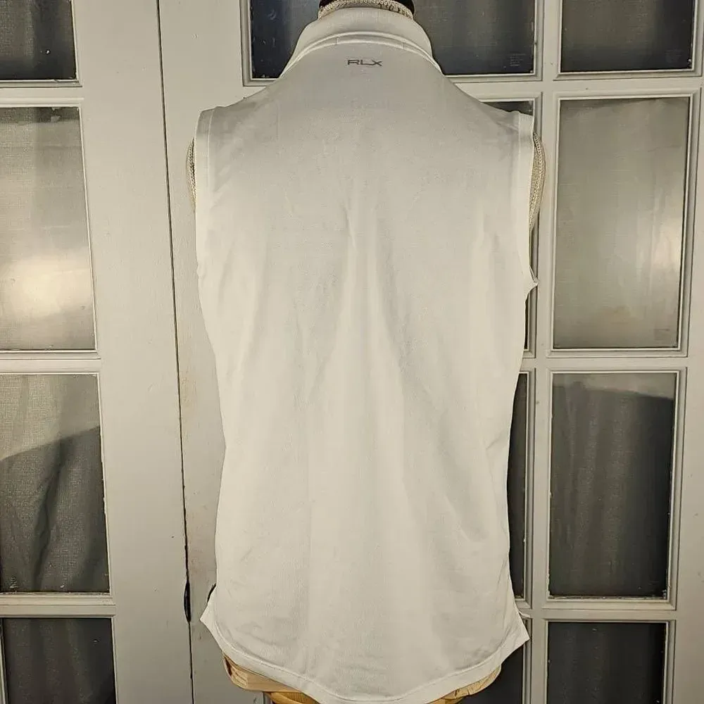 RLX Ralph Lauren Womens White Classic Fit Wicking‎ Sleeveless Polo Shirt Medium - Image 2