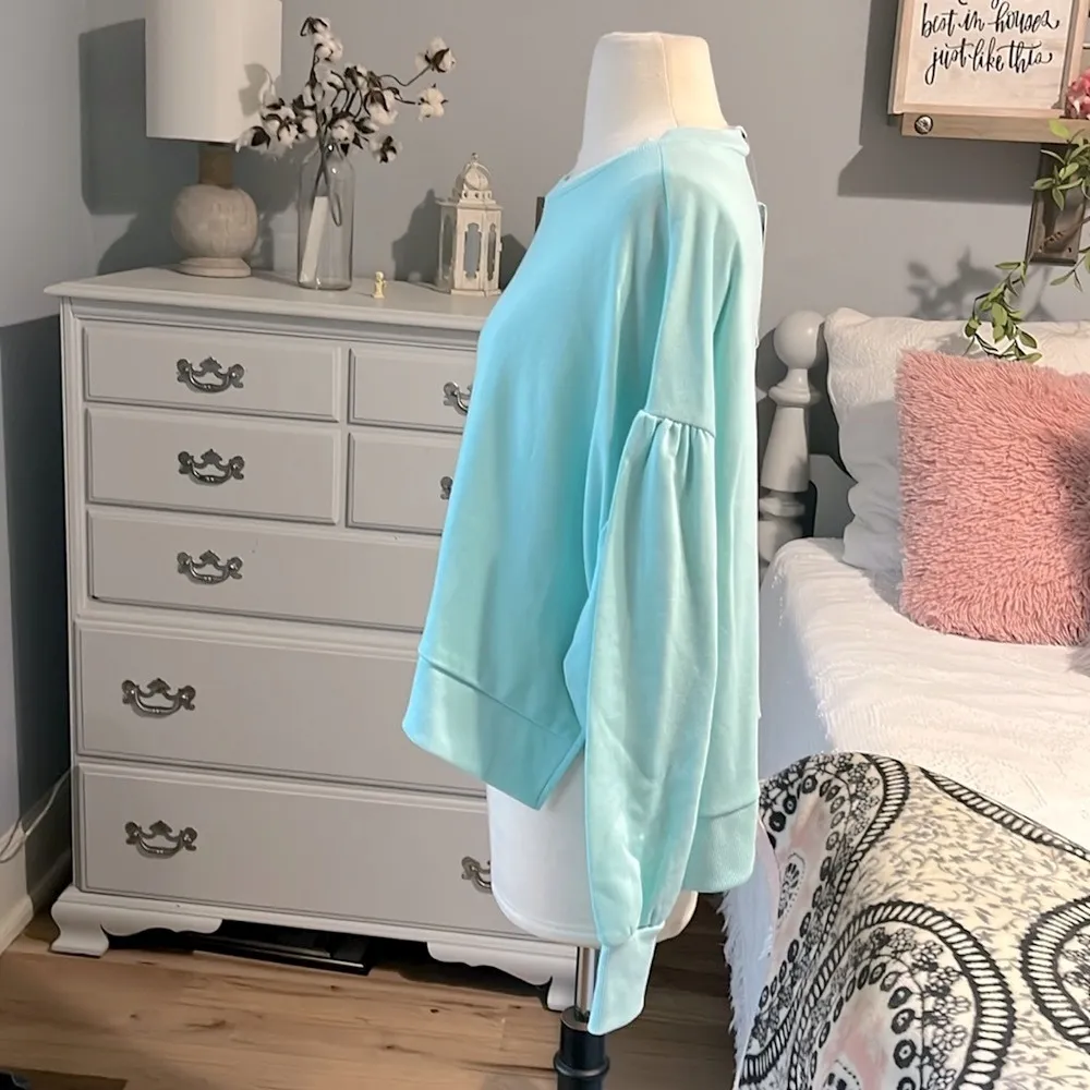 Cabana Crown & Ivy Foamy Aqua Pullover Womens Large French Terry Sweatshirt - Image 3