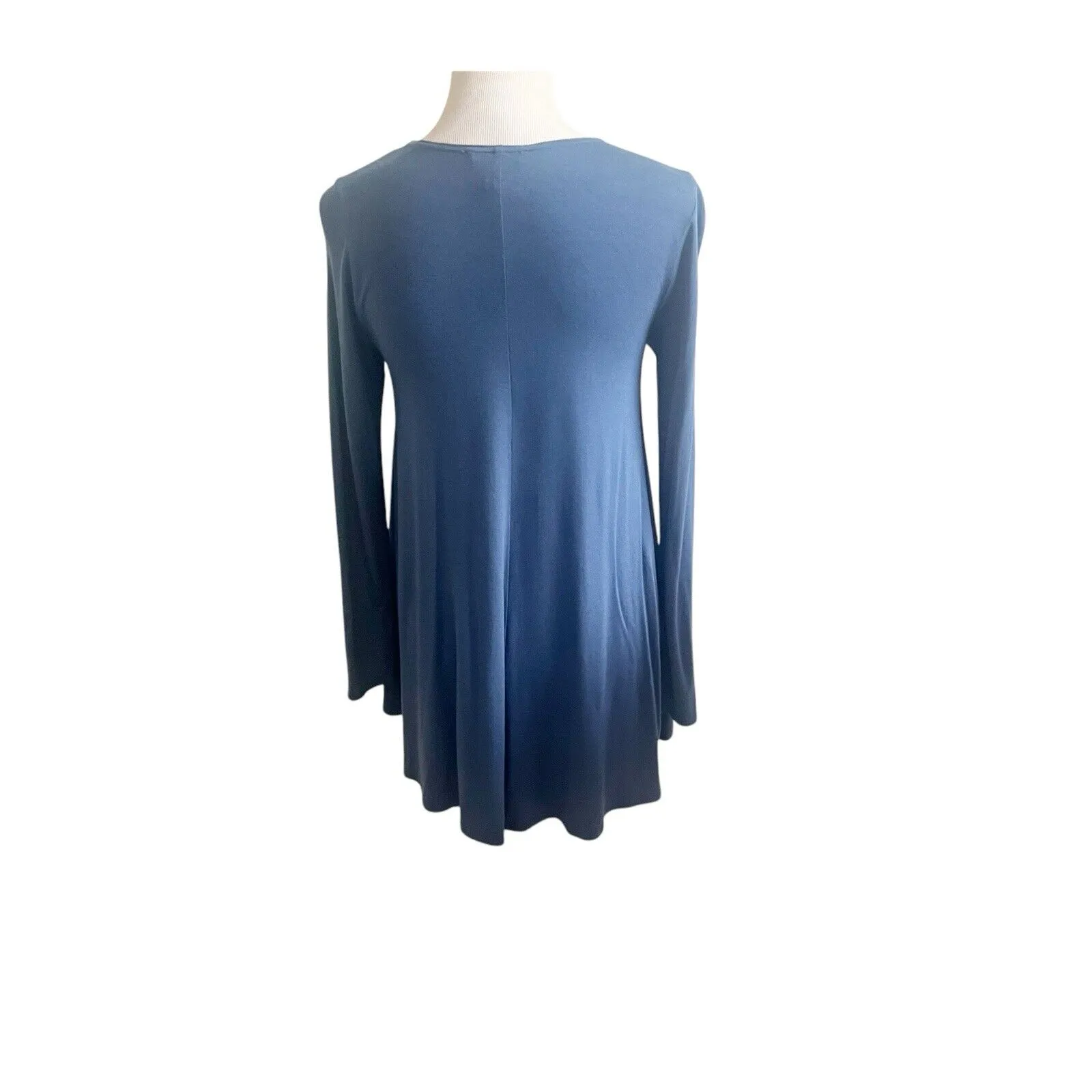 Women’s Eileen Fisher Viscose Jersey Ballet Neck Tunic Blue Bird,SZ PP/PTP XS - Image 3