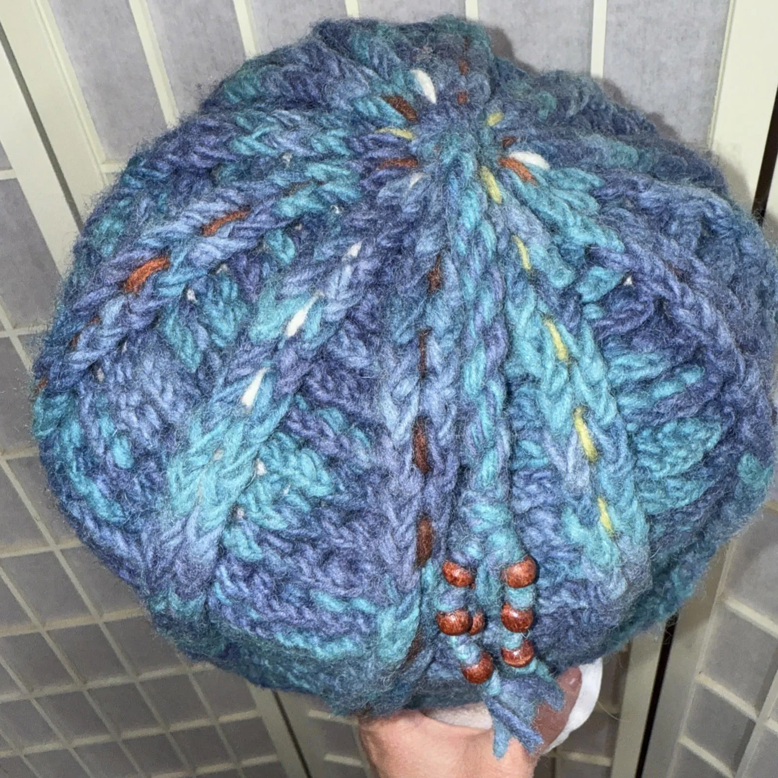 Newari Icelandic Design Chunky Knit Crochet Style French Multicolor Y2K Beret - Image 14