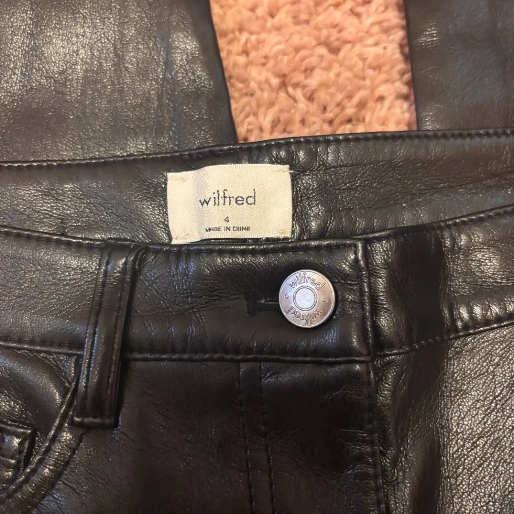 Aritzia Wilfred Womens Sz 4 The Melina Pant Vegan Leather Black #81518 HighWaist - Image 3