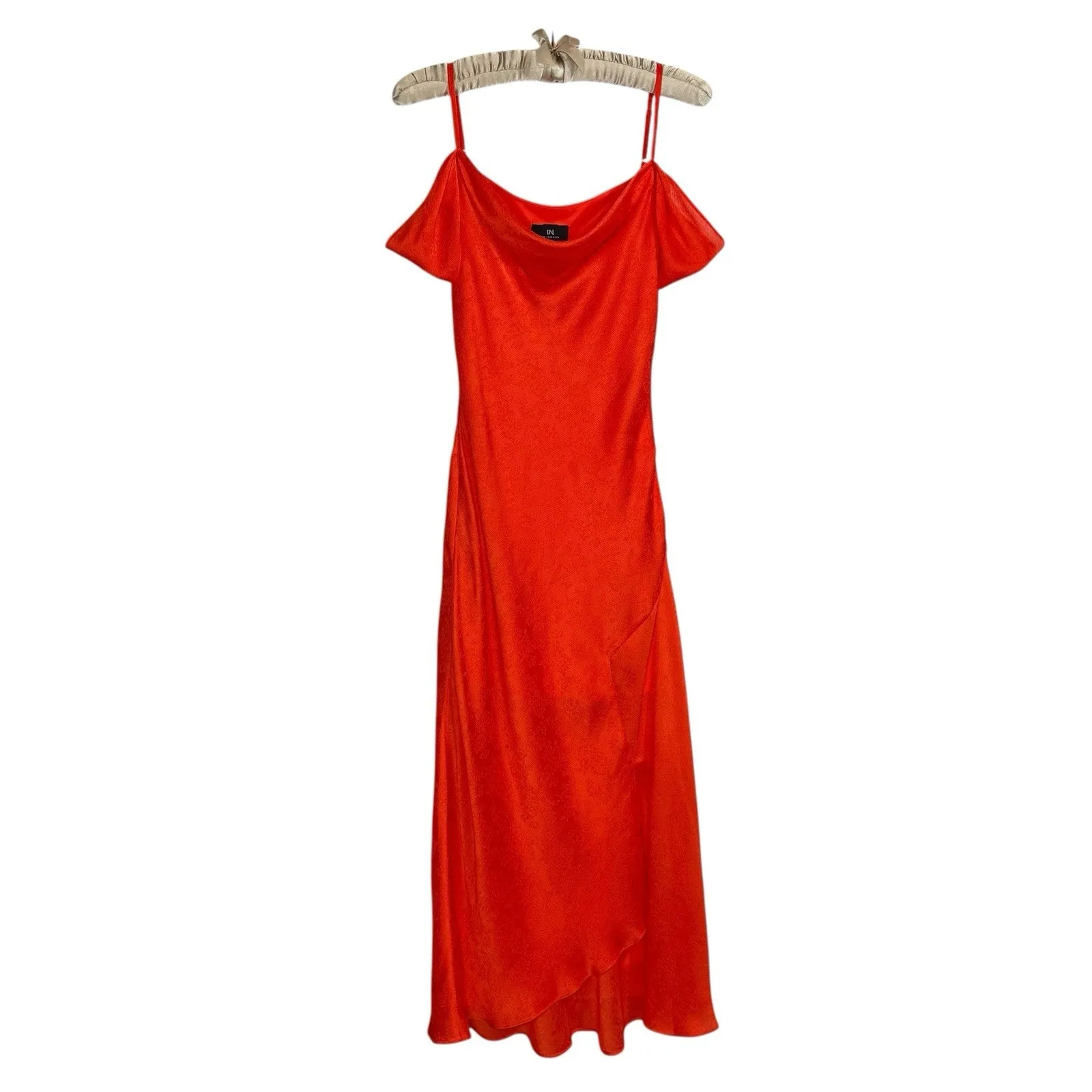 I.N. San Francisco Y2K Off Shoulder‎ Bias Cut Slip Dress M Cowl Neck Midi Fairy - Image 6