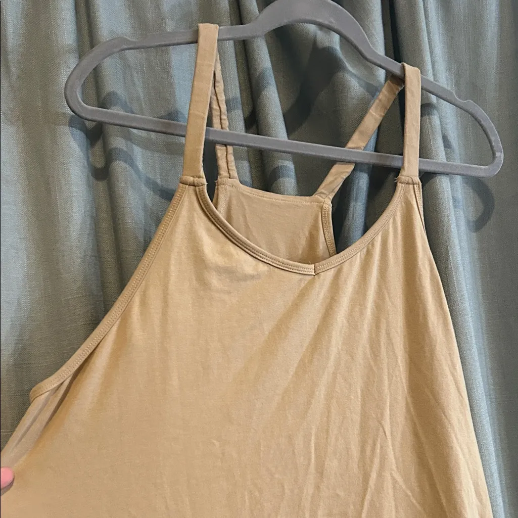 Tan Spaghetti strap Dress with Pockets - Image 2