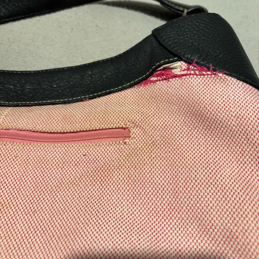 Dooney & Bourke Vintage 90's Black Grey Large Tote Monogram Signature Canvas - Image 7