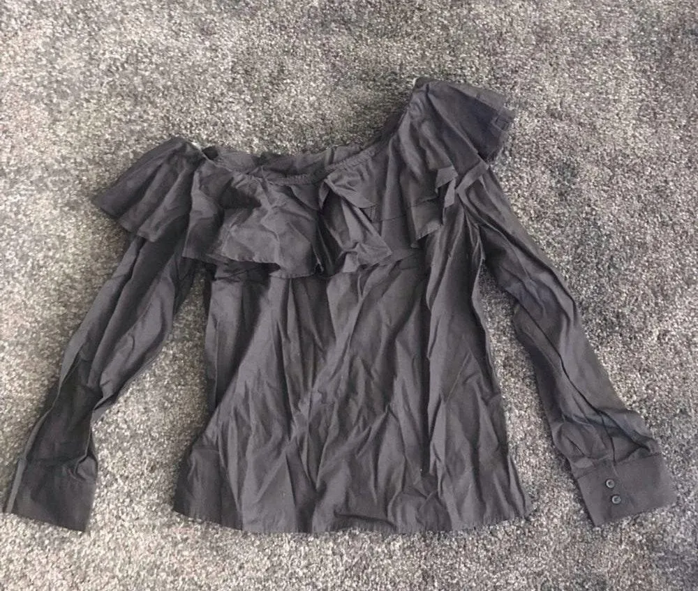 153. Como vintage one shoulder ruffle top - Image 2