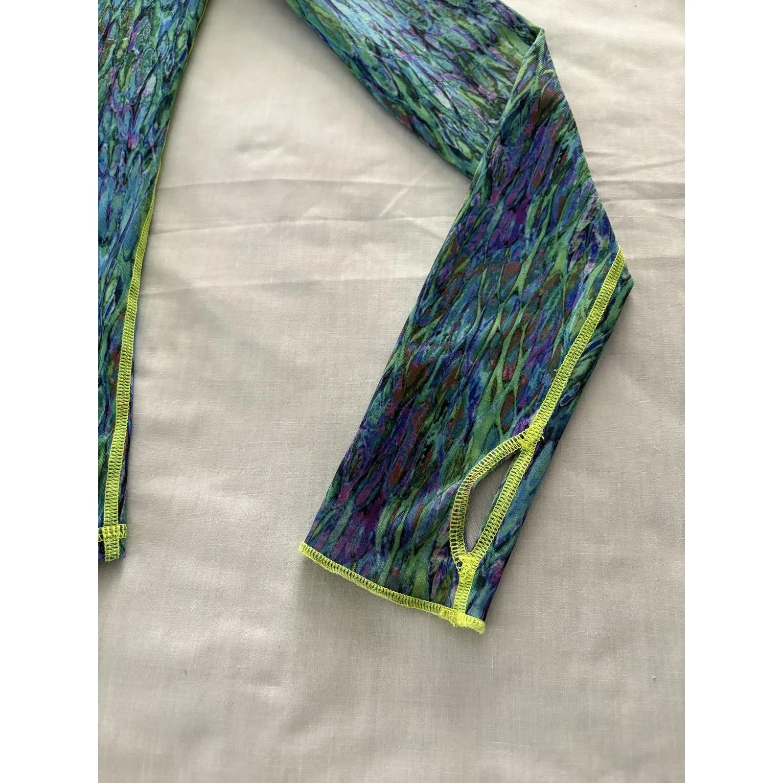 TutuBlue Full Zip Womens XS Blue Green Rash Guard UPF50 Thumbhole Pocket - Image 6