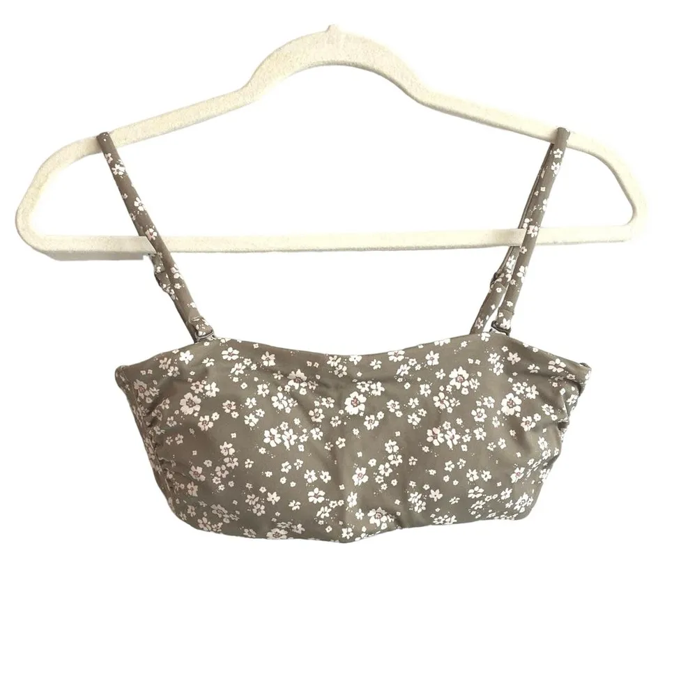 NWT Andie Swim The Bora Bora Bikini Top In Ditsy Floral Olive Green Size Medium - Image 3