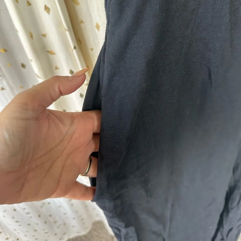 Lea & Viola Saks Off 5th 100% Cotton Solid Ruffle Jumpsuit Side Slip Pockets S - Image 4