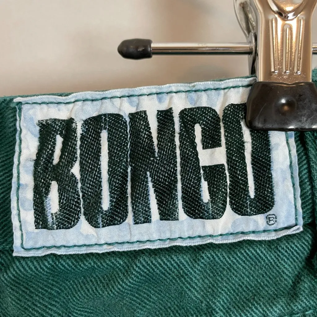 Vintage Bongo Jeans Green Juniors Size 3 Tapered Leg Retro 90s Ankh Peace Love‎ - Image 4