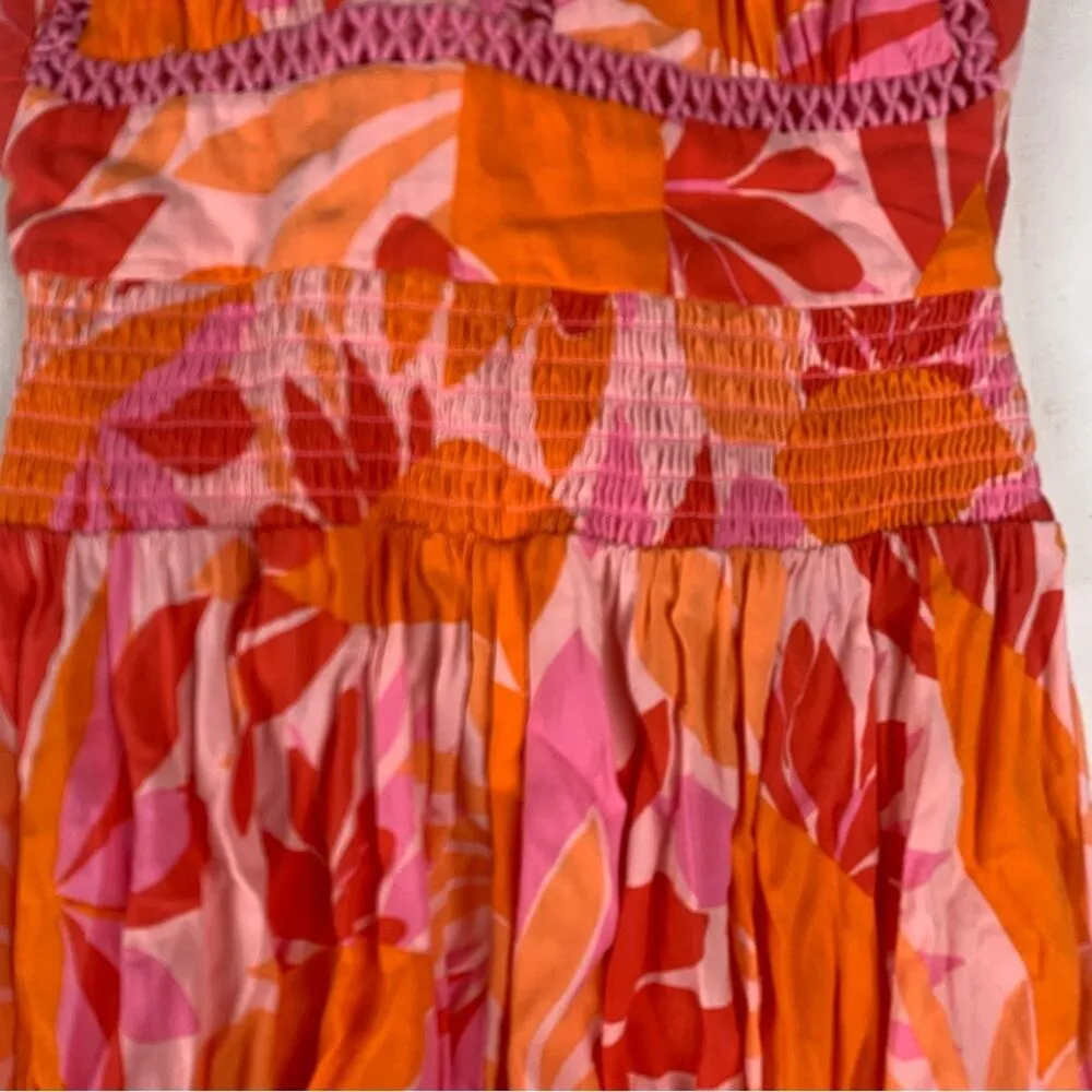 Anthropologie Abel the Label women's XS sundress orange pink floral maxi backles - Image 4
