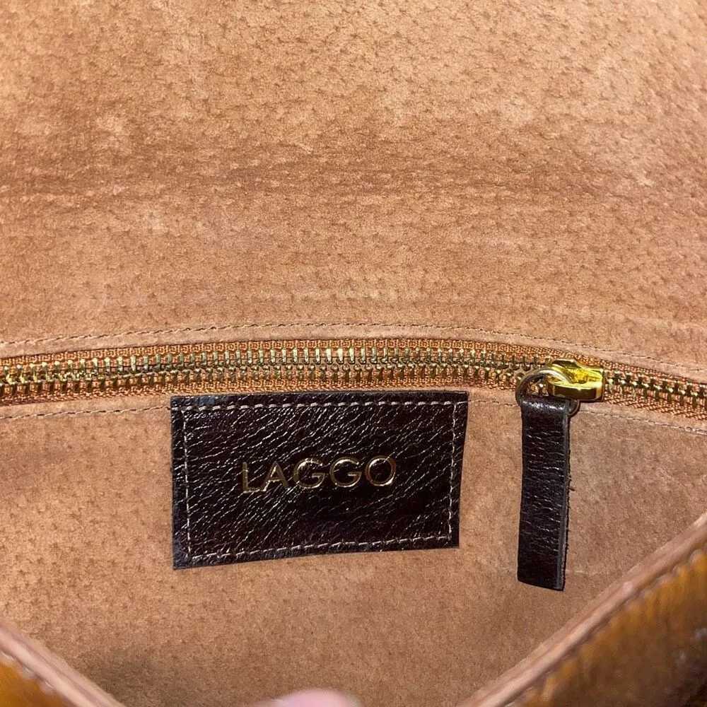 Laggo Womens Pony Hair Leather Fold Over Envelop Clutch Wallet Brown One Size - Image 6