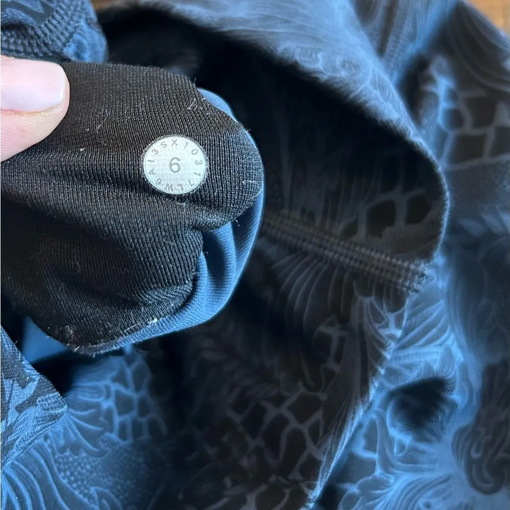 Lululemon Wunder Under Crop Hi-Rise 21" Nouveau Mach Blue Black Size 6 W6AI3S - Image 9