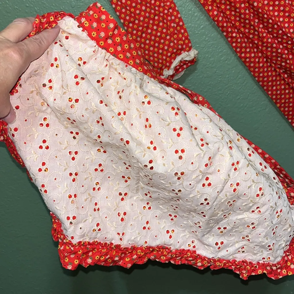 Vintage 70s Floral Prairie Dress with Apron - Image 6