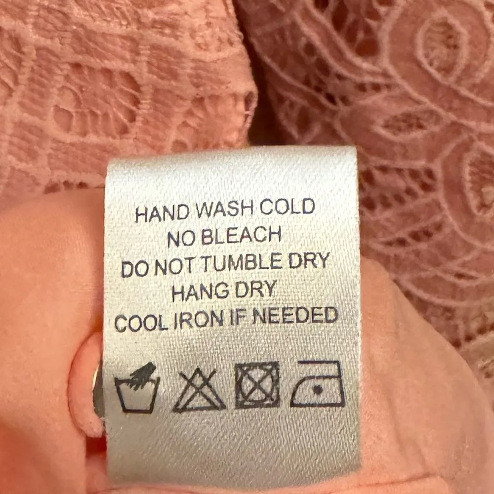 Tularosa Sz Small Pink Long Sleeve Lace Cocktail Party Low Back Mini Dress - Image 14