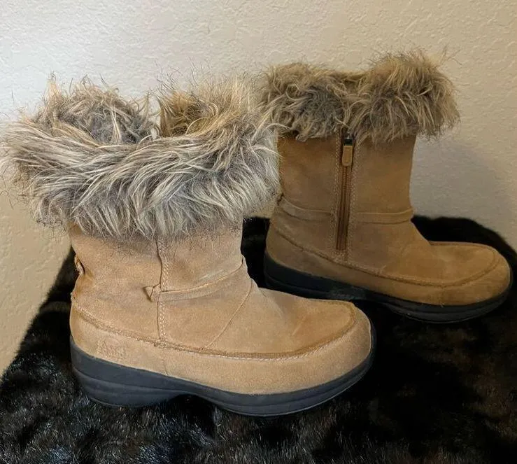 Sorel Northern Lite Tall Boots Womens 9 US Camel Brown Suede Faux Fur Thinsulate - Image 5