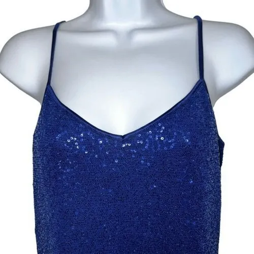 EXPRESS Exquisite‎ Midnight  Blue Iridescent Sequin Top Cami NWOT Size Small - Image 3