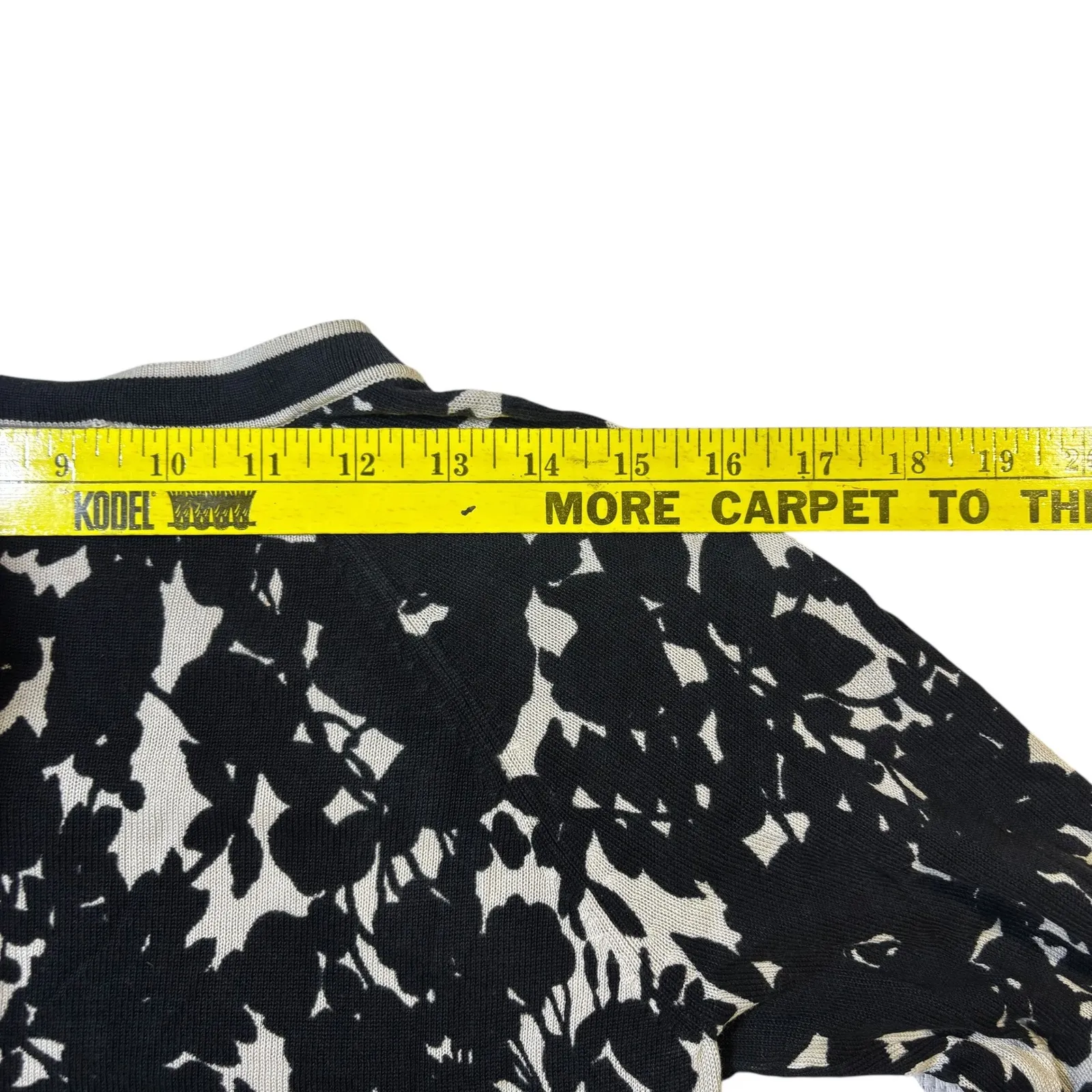 Ann Taylor LOFT Black White Floral Print Silk Cotton‎ Button Front Cardigan S - Image 9