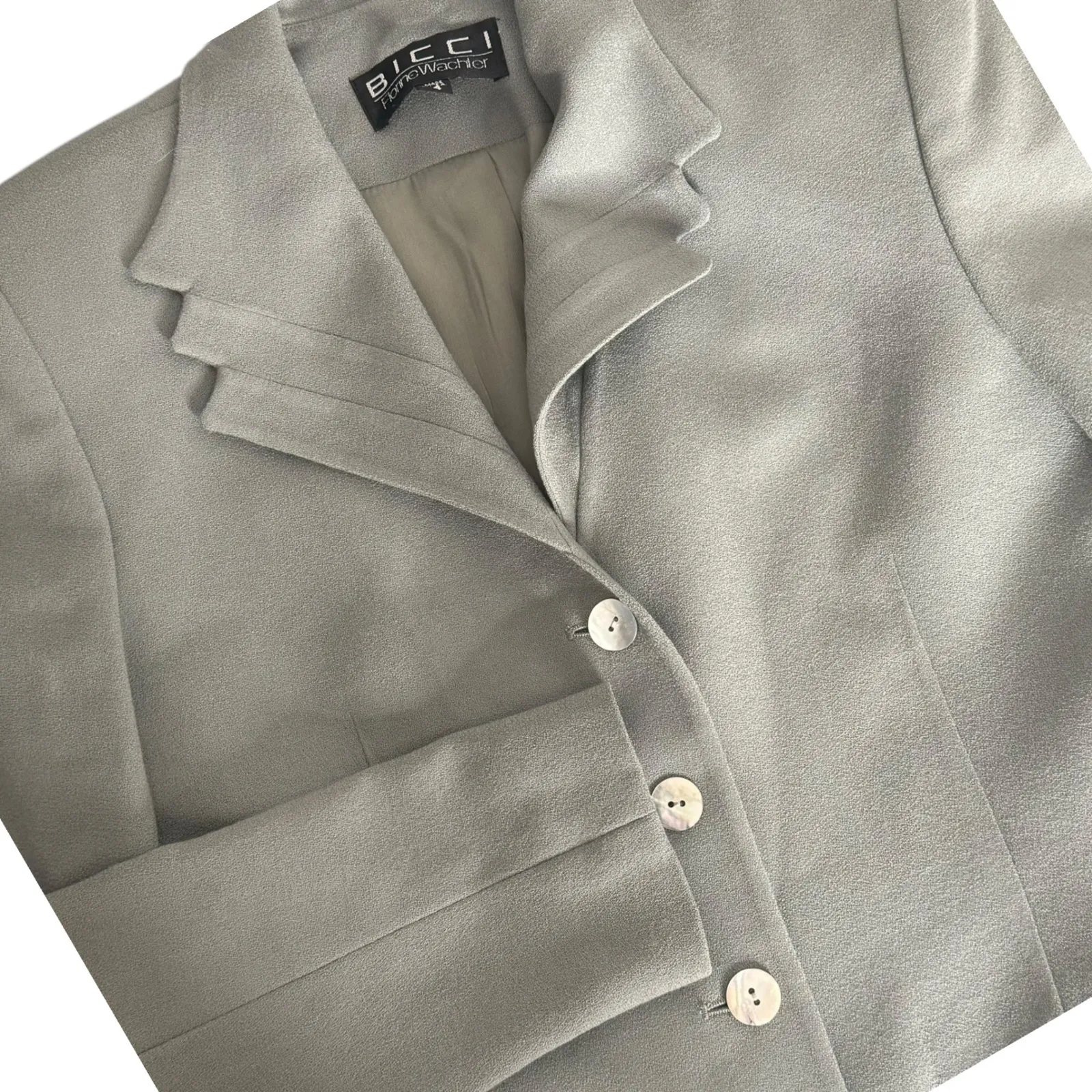 Vintage Bicci‎ Florine Watcher Blazer Womens 4 Wool Mother Of Pearl Buttons Green - Image 8