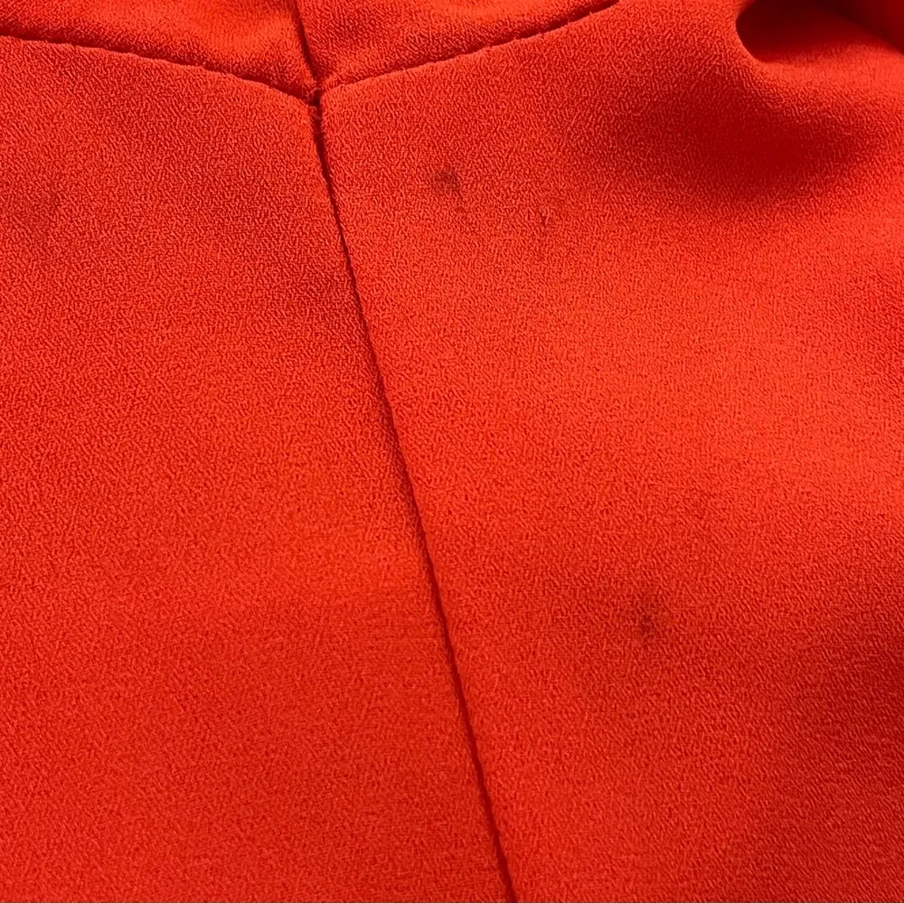 NM Neiman Marcus Shift Dress Ruffle Long Sleeve Split Neck Belt Loop Tangerine L - Image 5