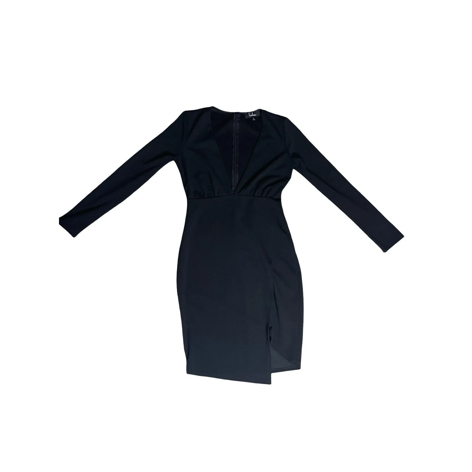 Lulus Dress Womens Small Black V Neck Long Sleeve Bodycon Mini - Image 9