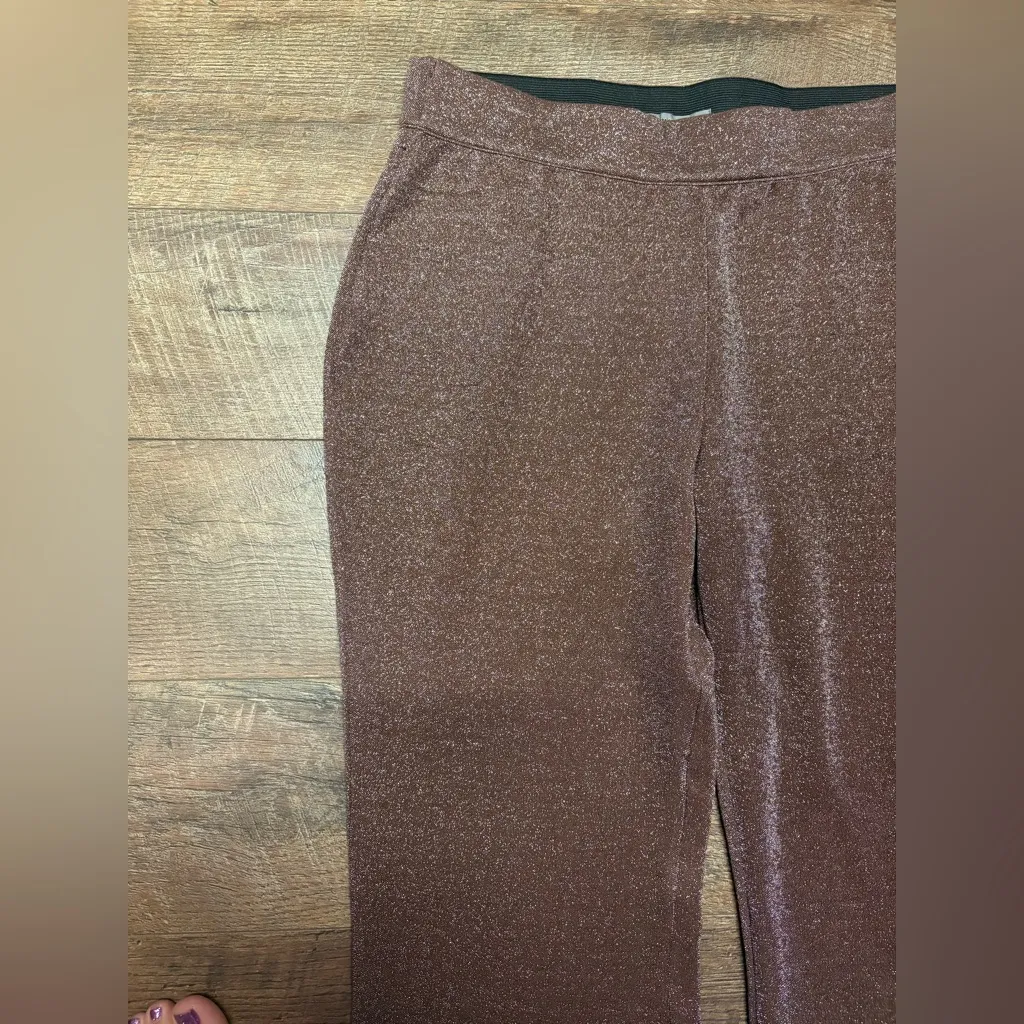 NWOT Maurice’s Brown/Metallic Flared Pull-On Pants Size Large - Image 2