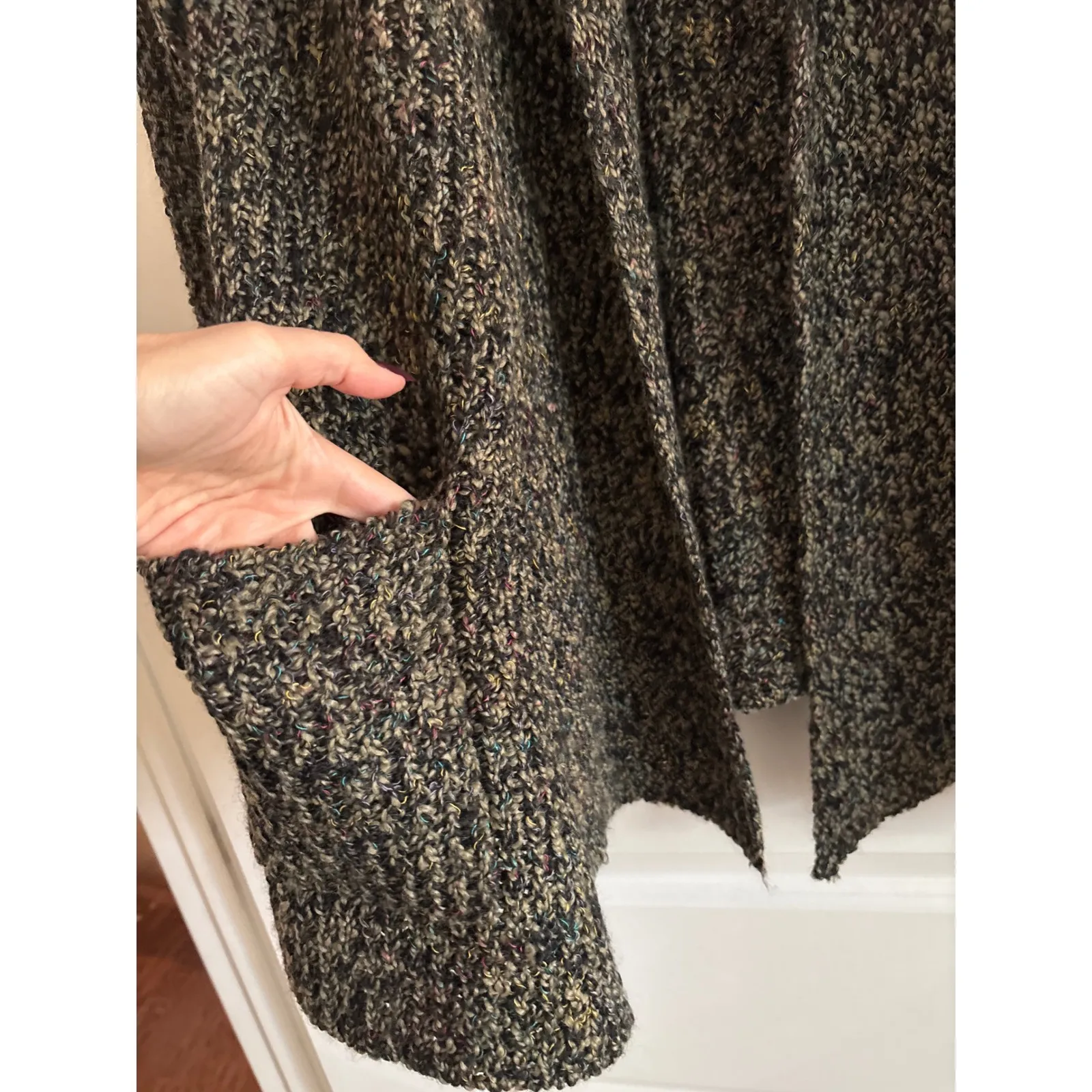 Habitat Wool Blend Speckled Open Front Cardigan Sweater Size S - Image 3