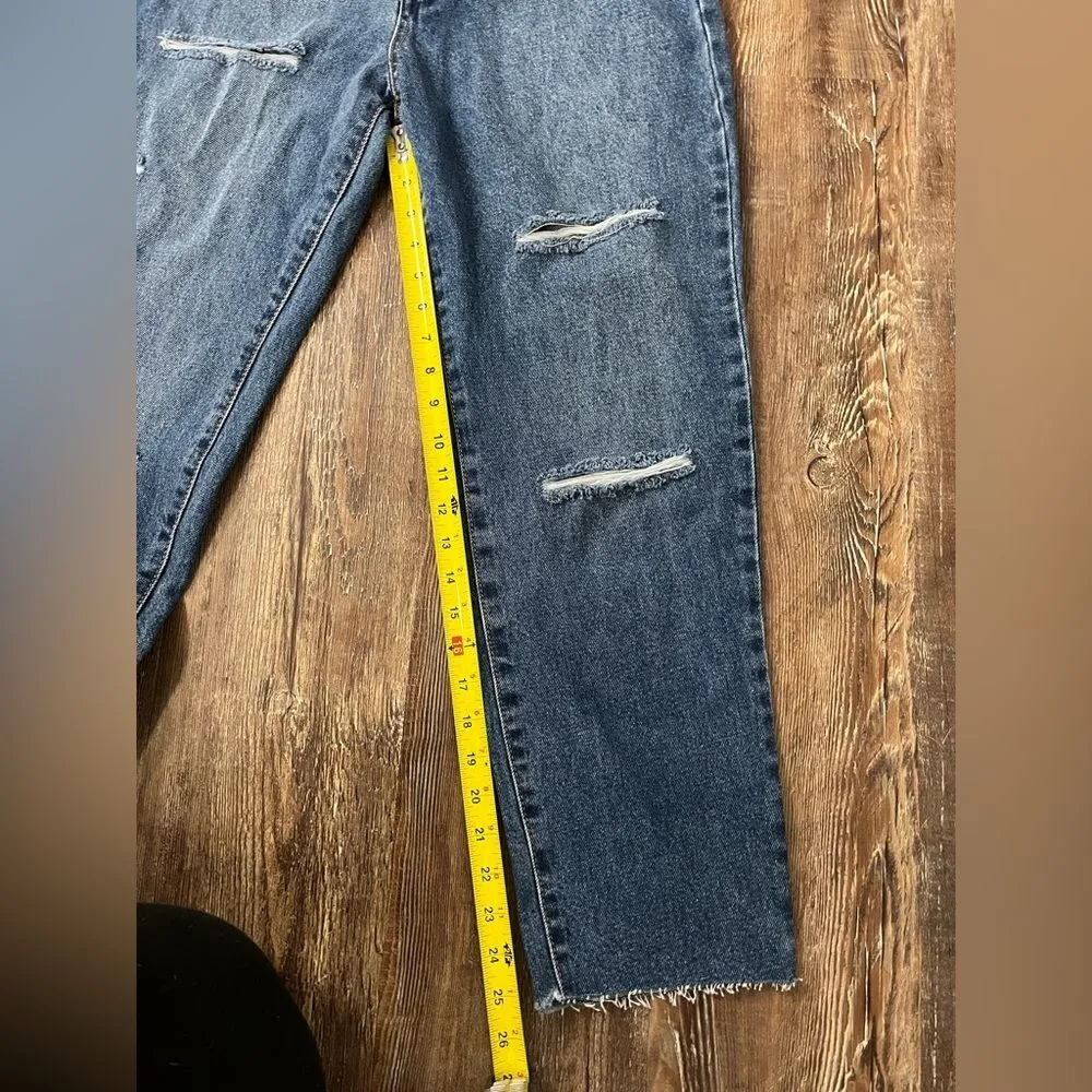 Forever21 Premium Distressed Mom Denim Blue Jeans Button Fly Size 29 - Image 12