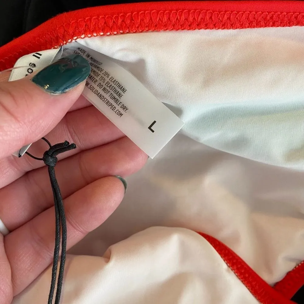 NWT SOLID & STRIPED The Brooke Bikini Bottom In Red Navy-Large - Image 5