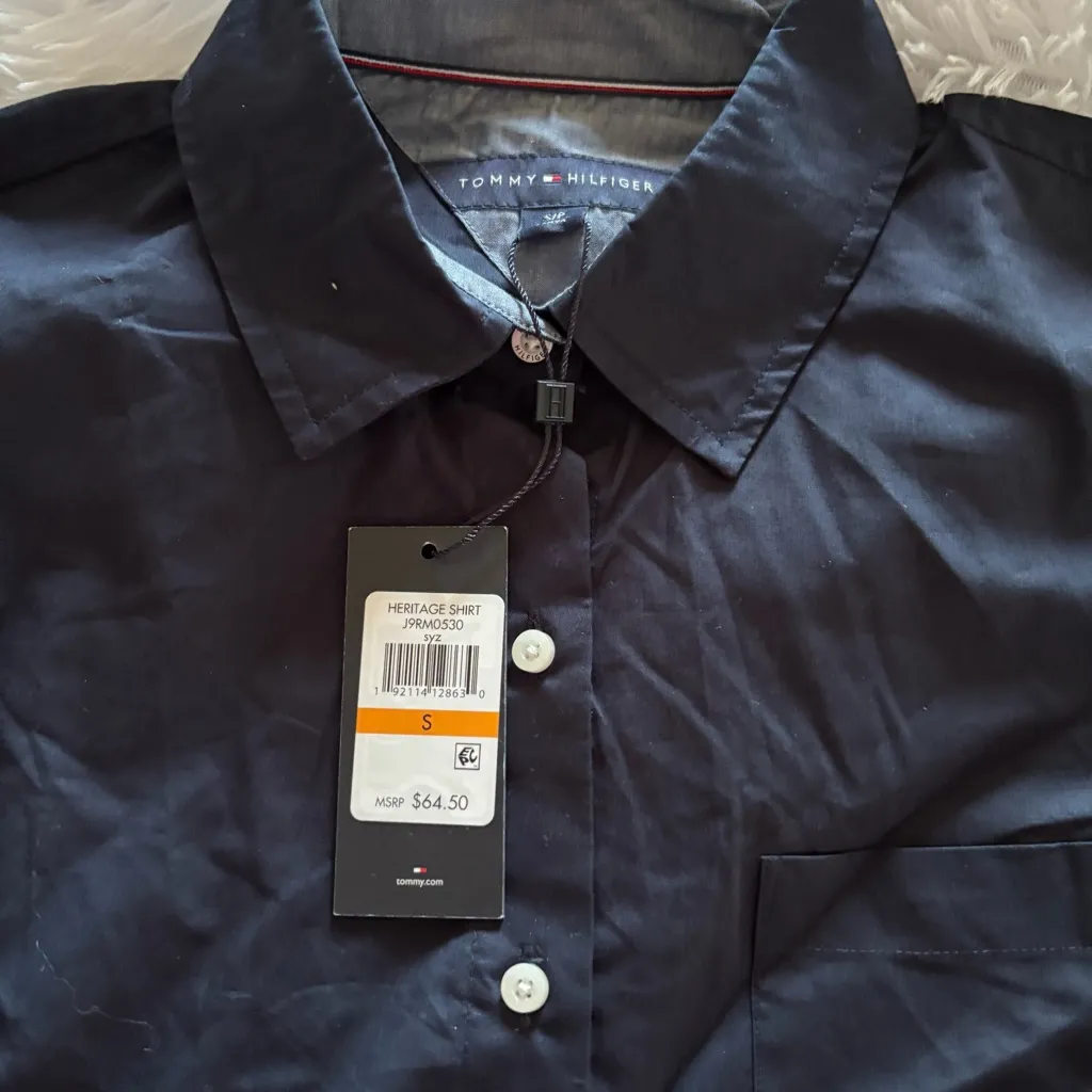 Tommy Hilfiger Dark Blue Button-Down Shirt - Image 4