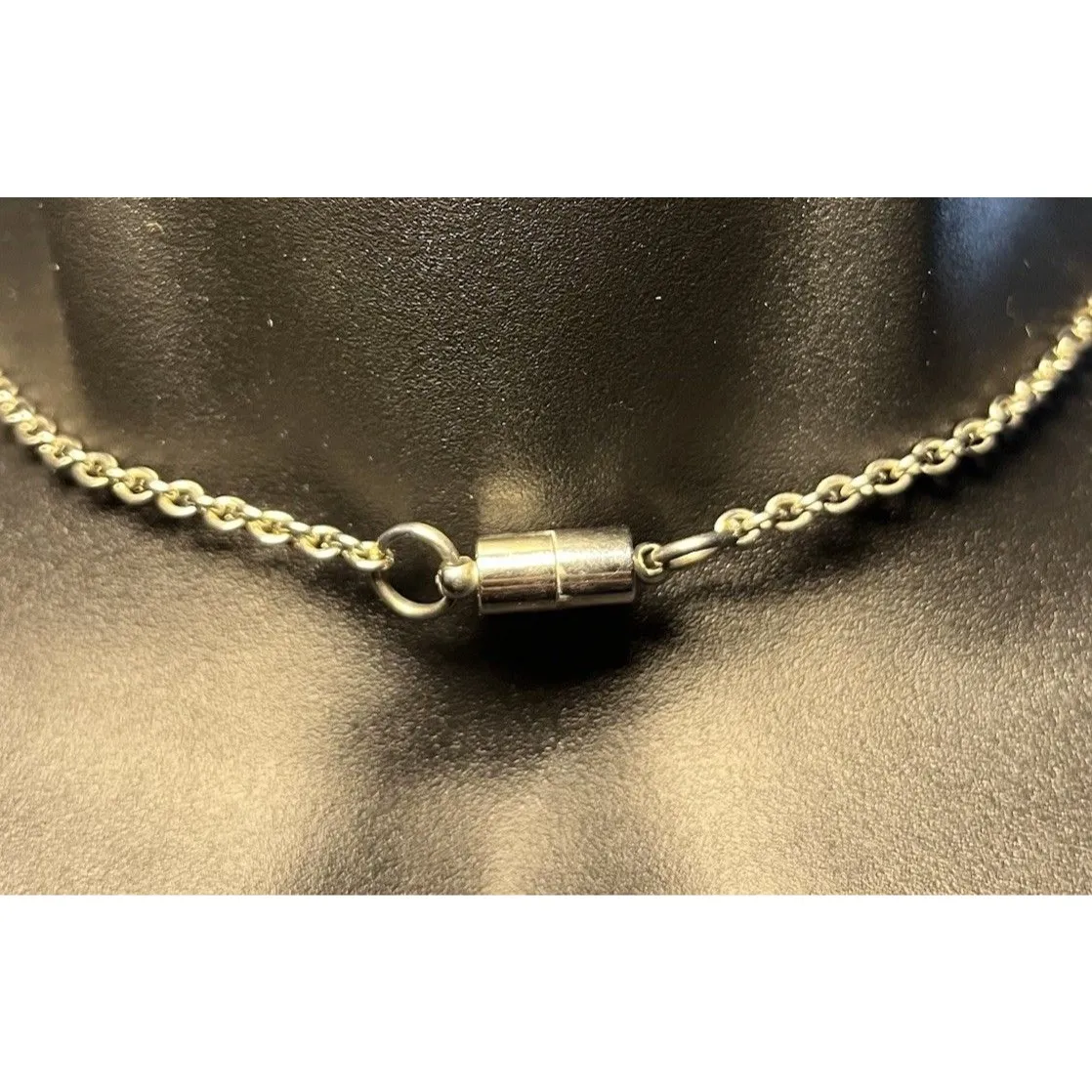 Beaded Lanyard ID Badge Holder Necklace Pewter Beads and Silver Chain Approx 32" - Image 4