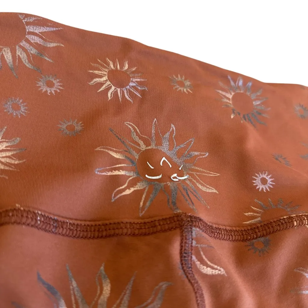 Beyond Yoga Brown Foil Sun Print Leggings Pants High Waisted Stretch Size Small - Image 9