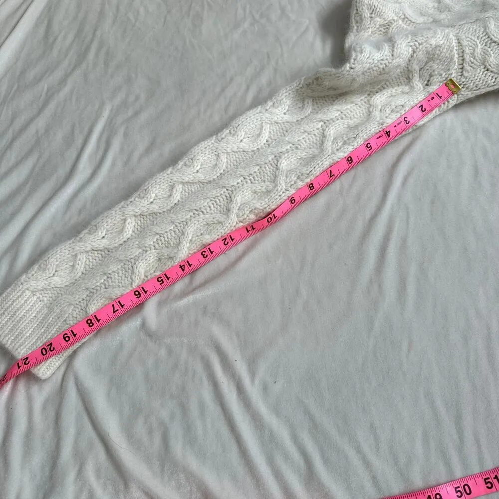 Vintage Medium Angora Lambswool Fisherman Sweater Turtleneck Cable Knit Chunky - Image 6