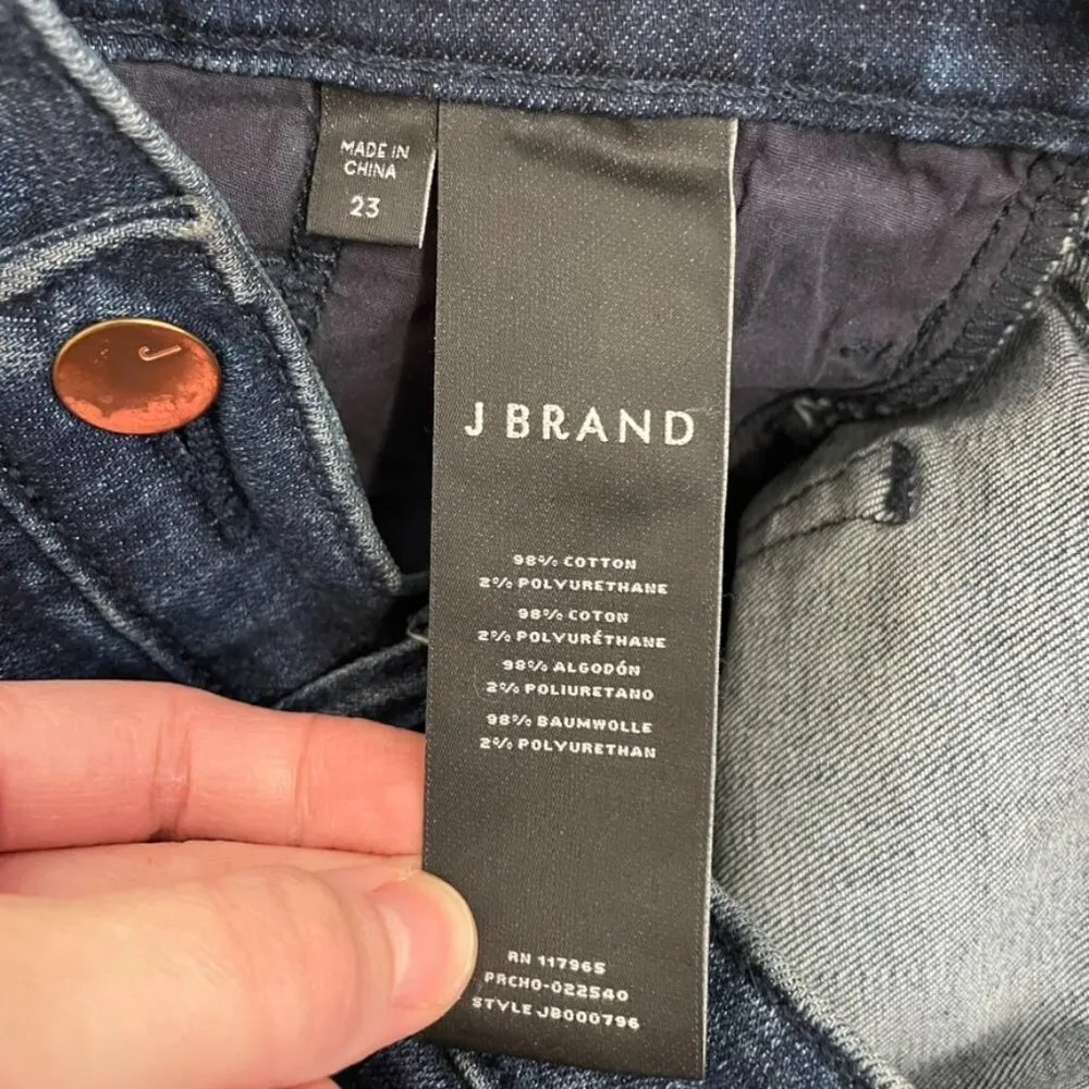 J BRAND Zion Button Mid Rise Skinny Jeans Dark Wash Button Pockets Split Hem 23 - Image 10