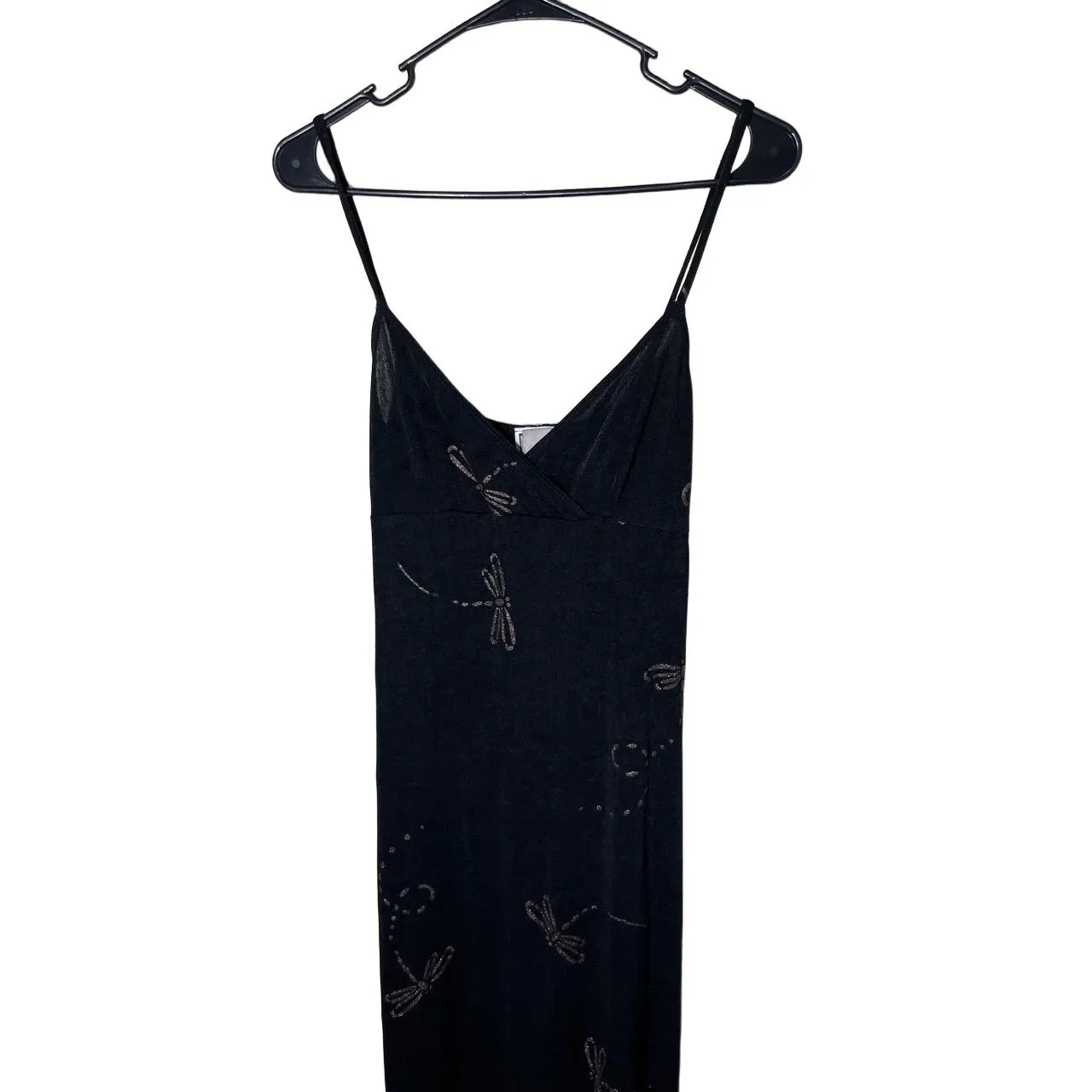 Joule‎ Womens Medium Black Dragonfly Dress Spaghetti Straps Vintage 90s - Image 2
