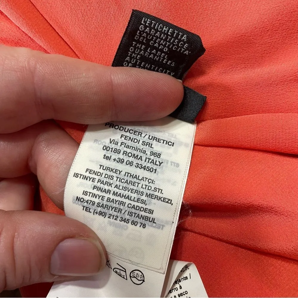 Fendi Sleeveless Colorblock Dress Coral Orange Teal Silk Blend IT 38 US 2 *READ* - Image 11