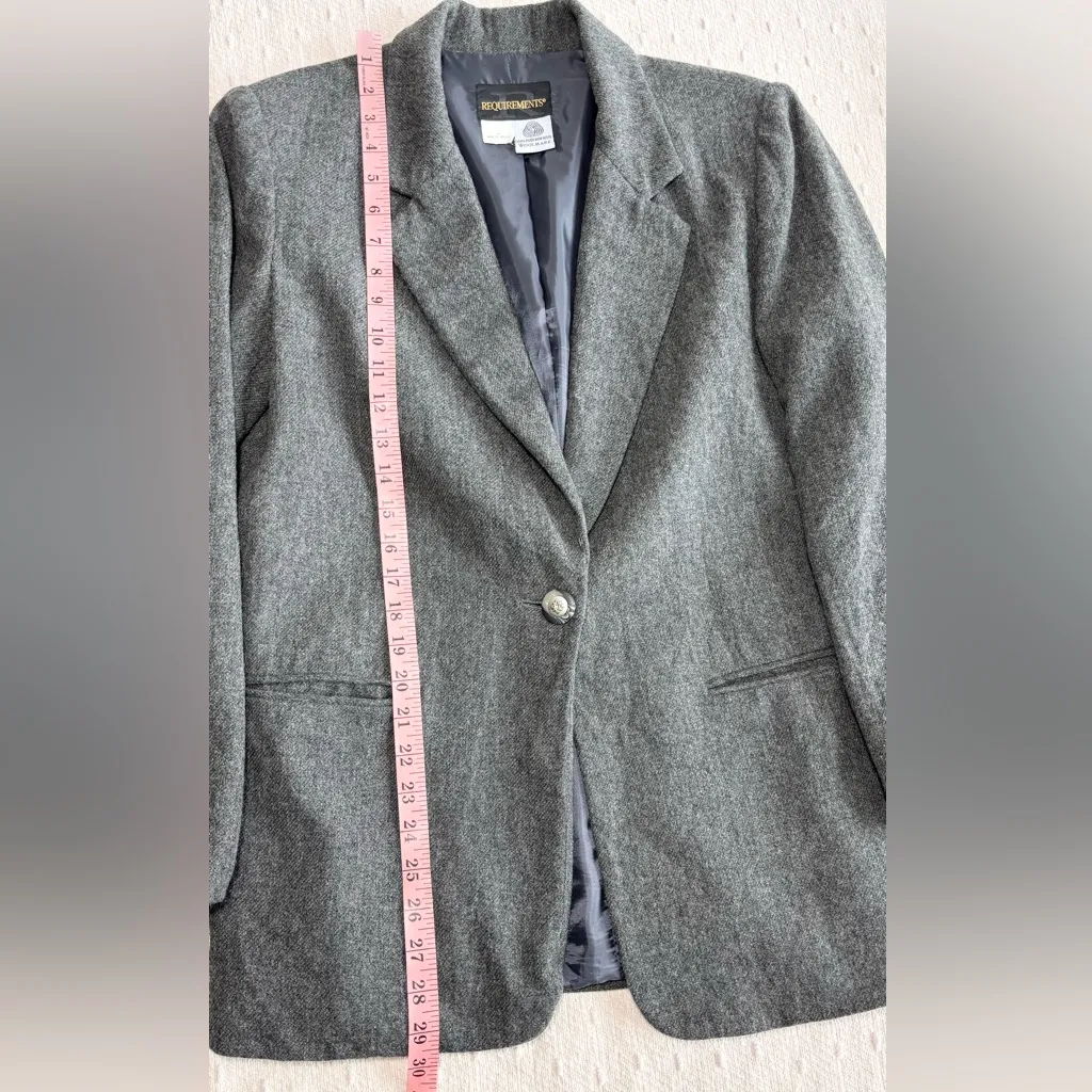 Requirements‎ Pure Wool Gray Blazer Jacket Size 10 - Image 9