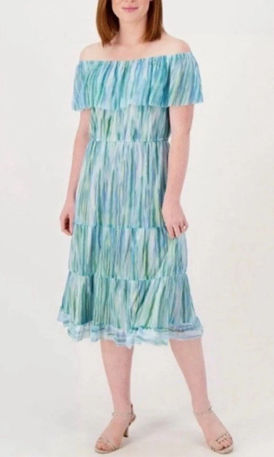 Isaac Mizrahi Live Always Isaac Printed Mesh Ruffle Dress Womens XL Art to Wear - Image 3