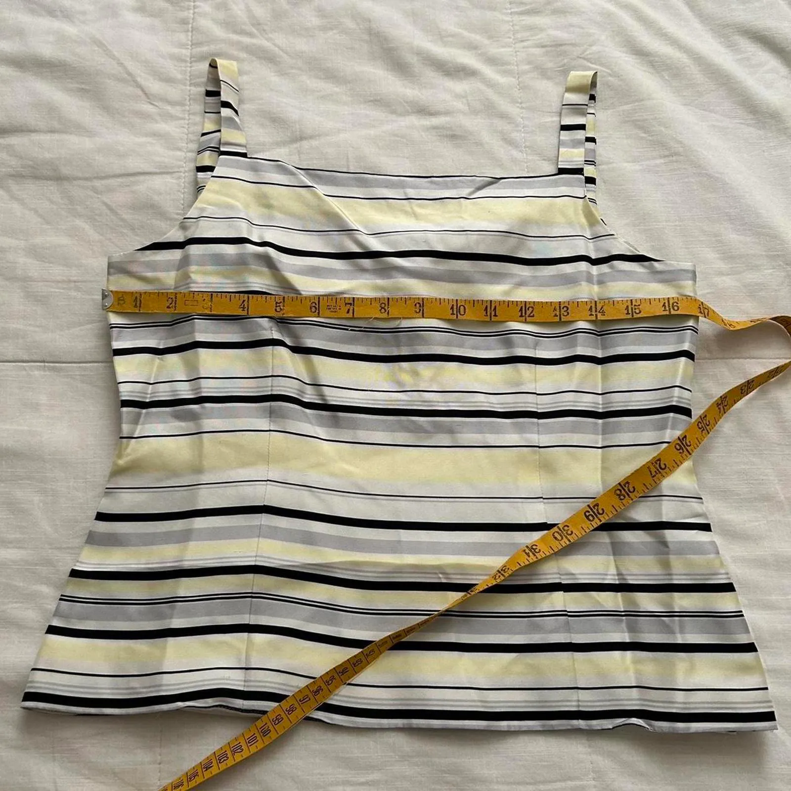 Deadstock petite sophisticate silk Yellow and black striped tank top - Image 5