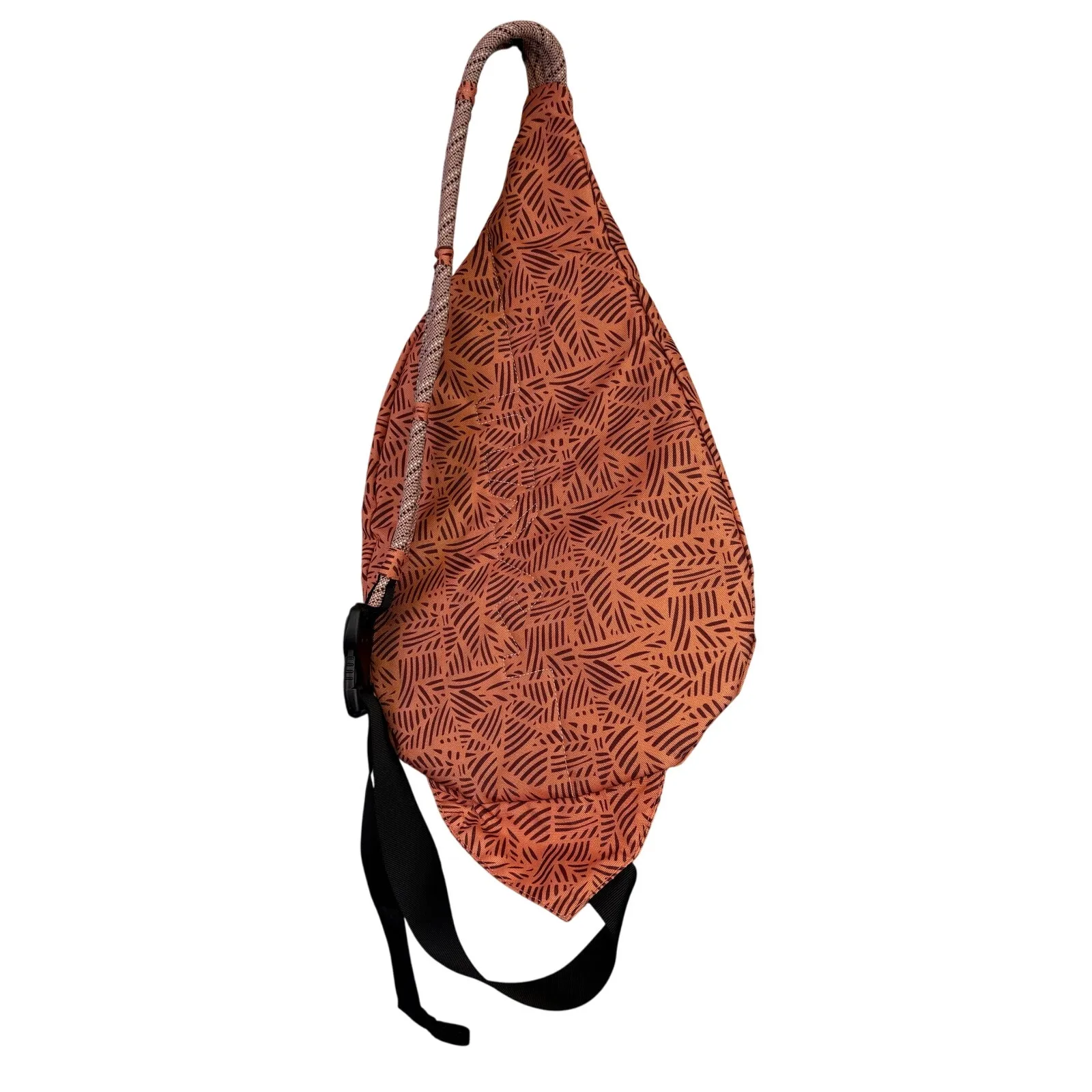Kavu Rope Sling Bag Regular Size Crossbody Coral Black Tiger Beats Print - Image 5