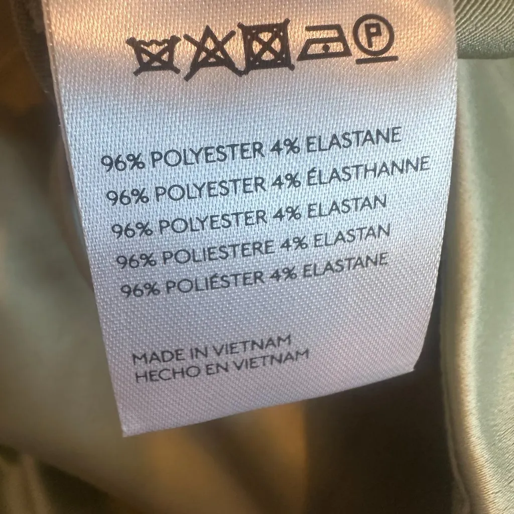 BHLDN Anthropologie Strapless Green Satin Dress Ruched Knee Length Size Med NWT - Image 11