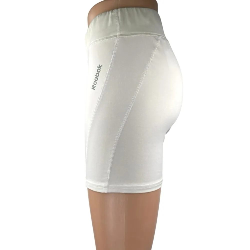 Reebok Playdry Women's White Compression Athletic Workout Fitness Biker Shorts M - Image 2