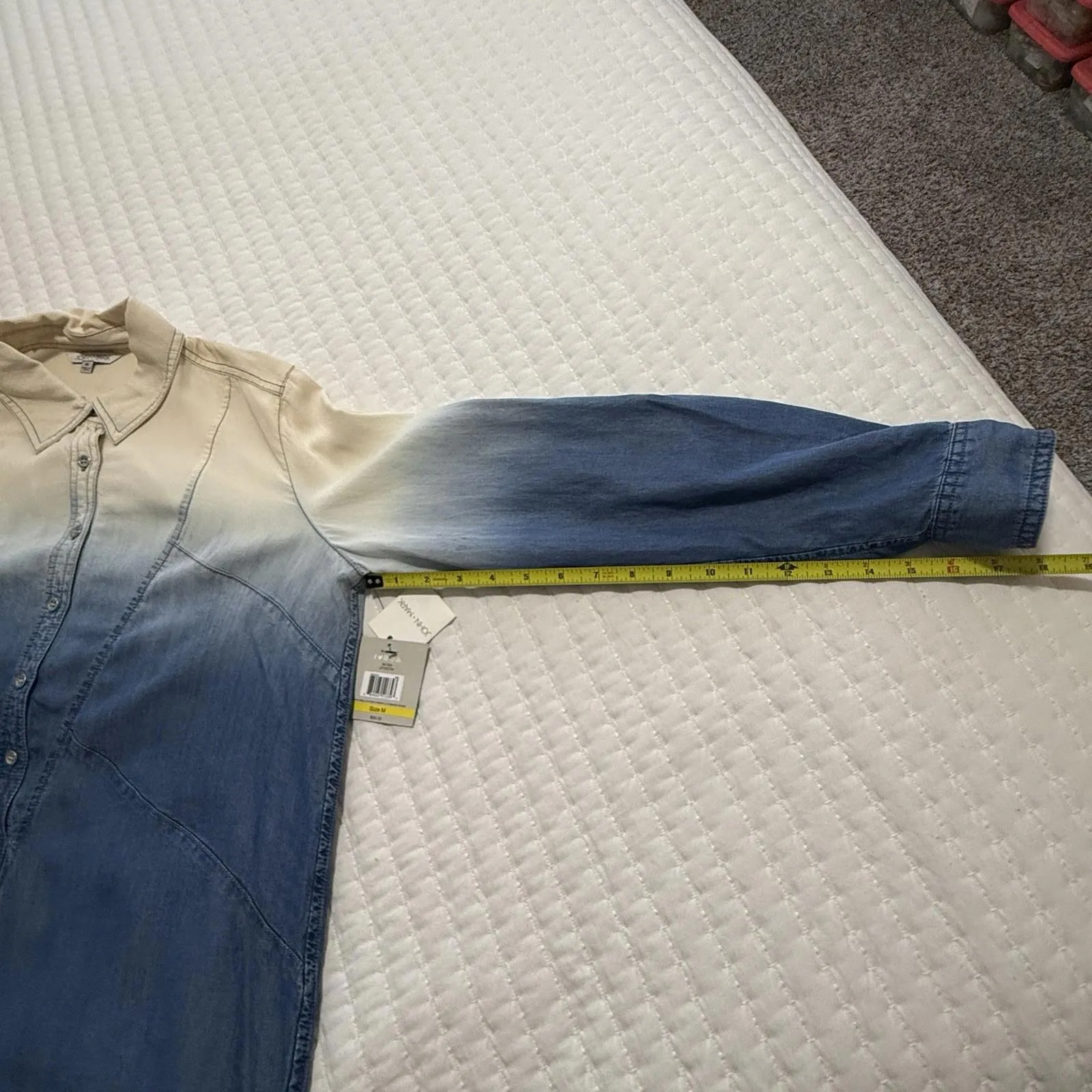 John Mark  Blue Ombré Button Down Tunic Top M Medium NWT $99 100% Lyocell - Image 7