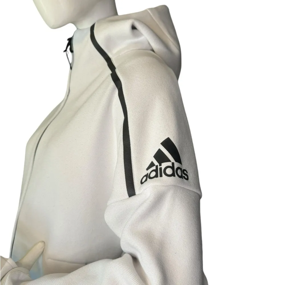 Adidas Women’s ZNE Jacket With Thumb Holes In White Color. - Image 9