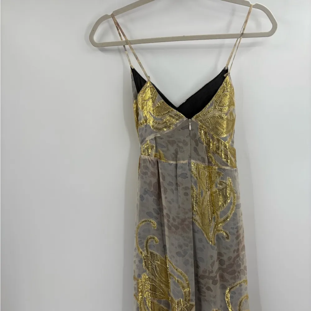 Vera wang lavender label silk boho coquette metallic floral evening dress xs 0 - Image 10