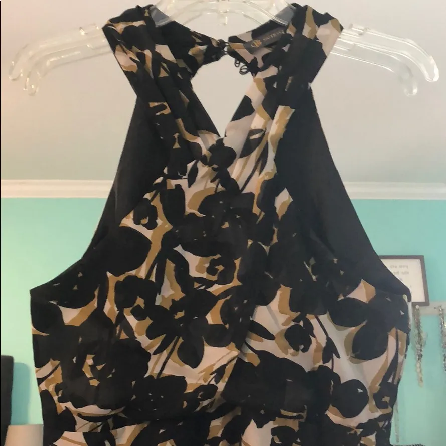 OUTBACK‎ RED Floral Halter Neck Knee Length Dress Women's Black Tan White Size 8 - Image 2