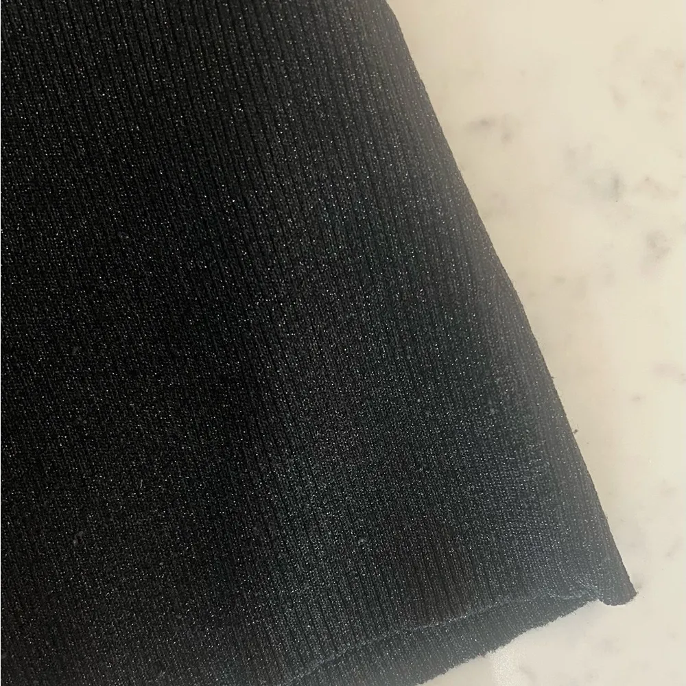 Grace Elements Metallic Ribbed Beaded Pearl Black Sleeveless Sweater Top Medium - Image 5