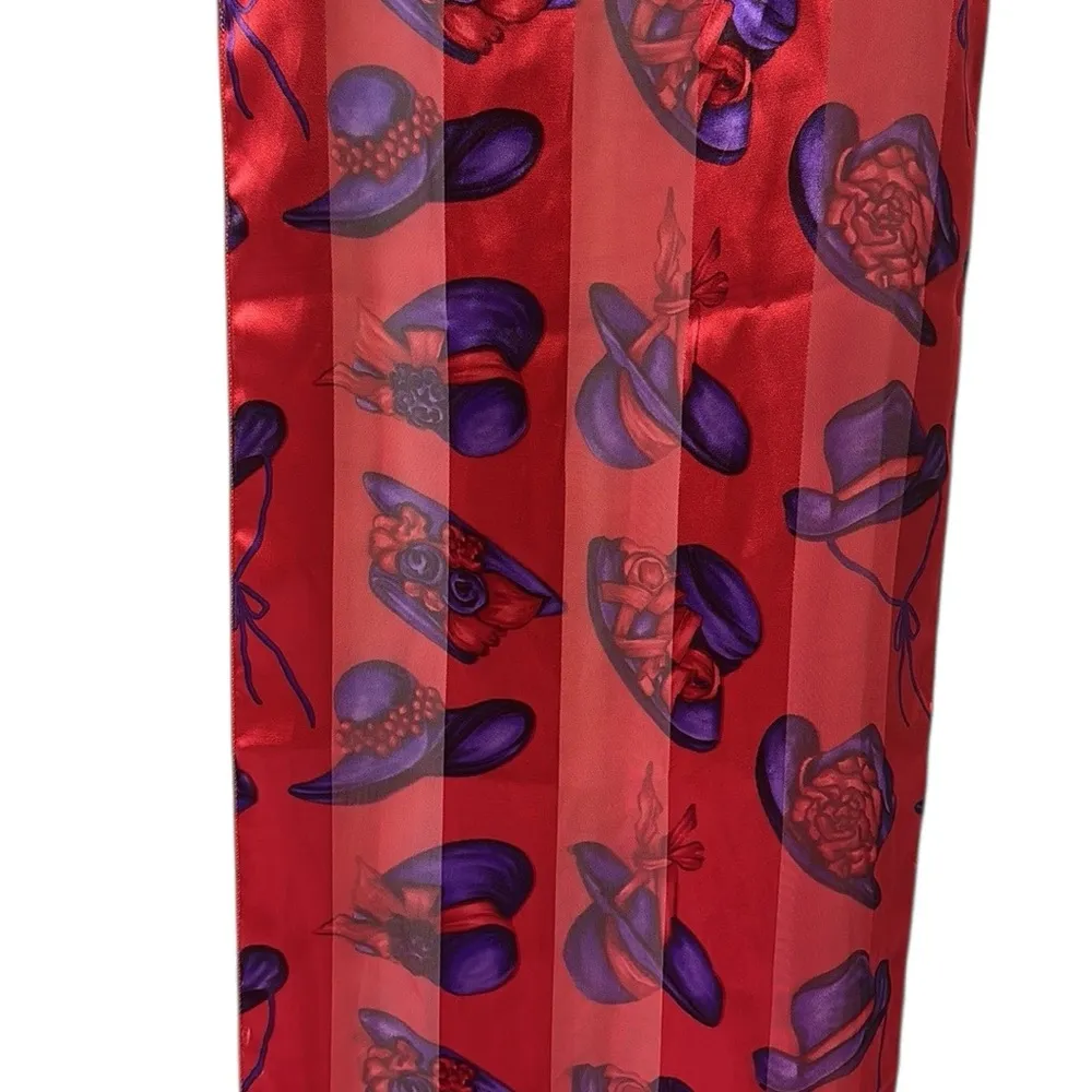 Red Hat Society Red with Purple Hats Rectangle Scarf 13.5 x 60 inches - Image 3