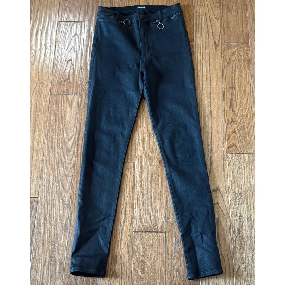 Hudson Kooper black super high rise ring detail coated jeans 27 - Image 11